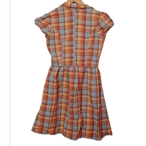 Plaid short sleeve button down dress small - Picture 2 of 6